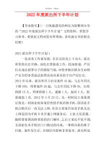 2022年度派出所下半年计划