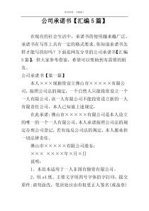 公司承诺书【汇编5篇】