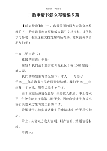 二胎申请书怎么写精编5篇