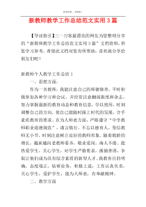 新教师教学工作总结范文实用3篇