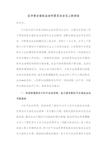 在市委全面依法治市委员会会议上的讲话