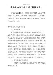 少先队中队工作计划（精编5篇）