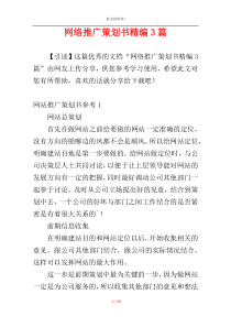 网络推广策划书精编3篇