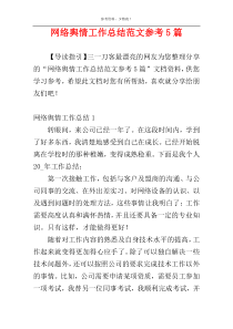 网络舆情工作总结范文参考5篇