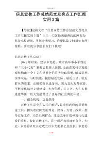 信息宣传工作总结范文及亮点工作汇报实用3篇