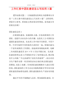 工作汇报中团队建设怎么写实用3篇