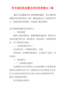 党支部机构设置及岗位职责集合5篇