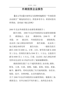 外商投资企业报告