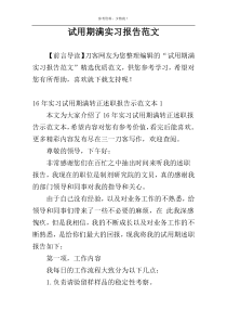 试用期满实习报告范文