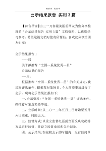 公示结果报告 实用3篇