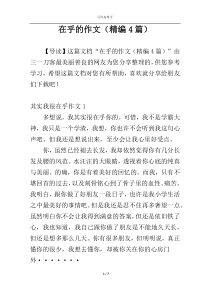 在乎的作文（精编4篇）