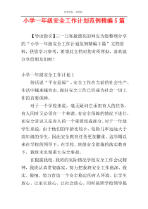 小学一年级安全工作计划范例精编5篇