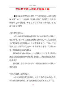 中国共青团入团好处精编5篇