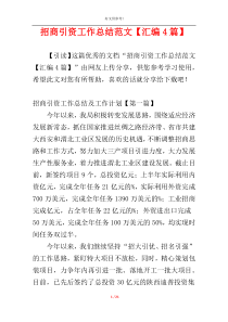招商引资工作总结范文【汇编4篇】