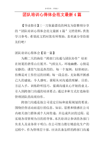 团队培训心得体会范文最新4篇