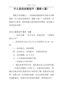 什么是活动策划书（最新4篇）