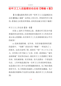 给环卫工人送温暖活动总结【精编4篇】