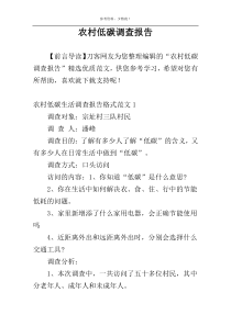农村低碳调查报告