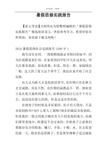 暑假思修实践报告