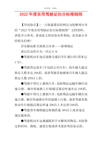 2022年度实用驾驶证扣分标准细则