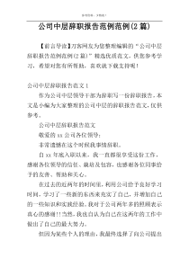 公司中层辞职报告范例范例(2篇)