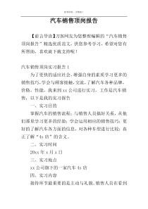 汽车销售顶岗报告