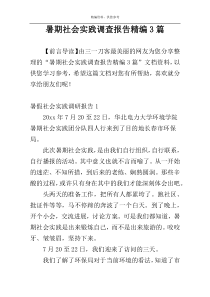 暑期社会实践调查报告精编3篇