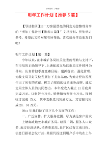 明年工作计划【推荐5篇】