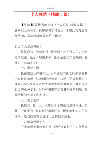 个人总结（精编5篇）