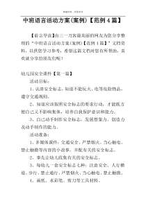 中班语言活动方案(案例)【范例4篇】