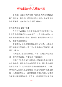 研究报告的作文精选5篇