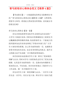 青马班培训心得体会范文【推荐4篇】