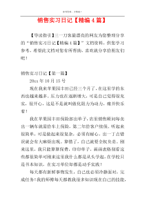 销售实习日记【精编4篇】