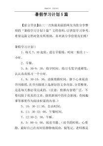 暑假学习计划5篇