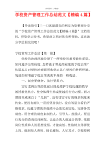 学校资产管理工作总结范文【精编4篇】