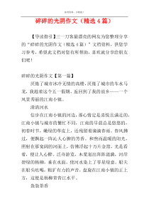 碎碎的光阴作文（精选4篇）