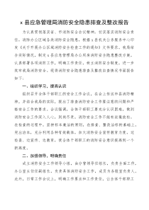 县应急管理局消防安全隐患排查及整改报告
