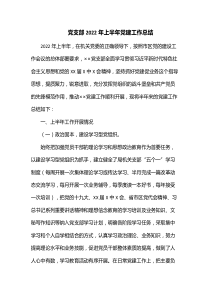 党支部2022年上半年党建工作总结