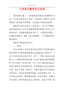 小学语文教学实习总结