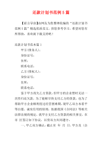 还款计划书范例5篇