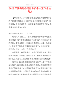 2022年度保险公司出单员个人工作总结范文