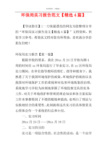 环保局实习报告范文【精选4篇】
