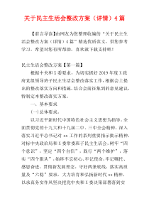 关于民主生活会整改方案（详情）4篇
