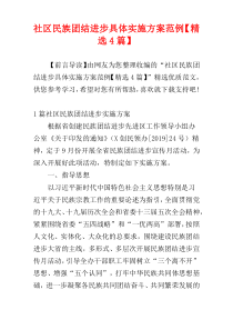 社区民族团结进步具体实施方案范例【精选4篇】