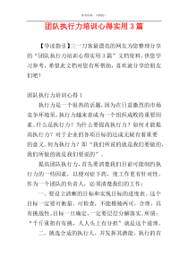 团队执行力培训心得实用3篇