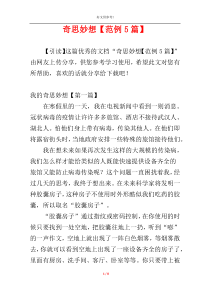 奇思妙想【范例5篇】