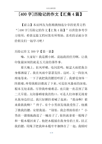 [400字]历险记的作文【汇集4篇】