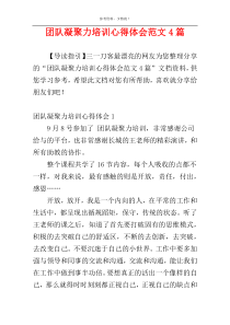 团队凝聚力培训心得体会范文4篇