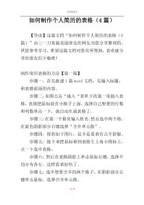 如何制作个人简历的表格（4篇）