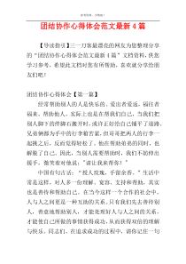 团结协作心得体会范文最新4篇